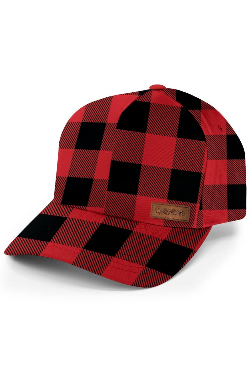 Tipsy Elves Buffalo Plaid Baseball Hat - Plaid Christmas Hats for Men & Women - Image 3